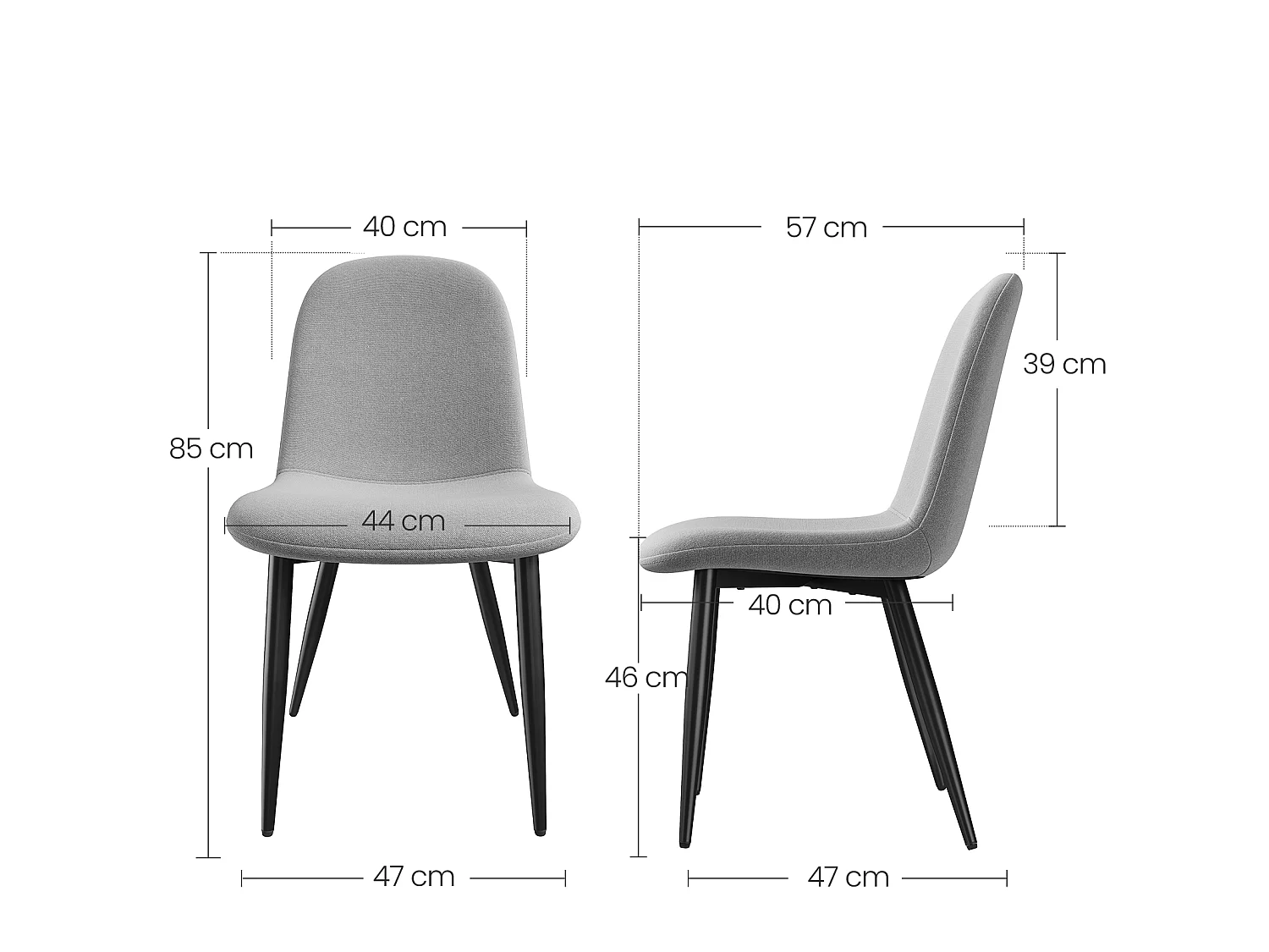 Lot de 4 Chaises Salle à Manger HavenlyHome, Ergonomique, pour Salon, Chambre à Coucher, Noir