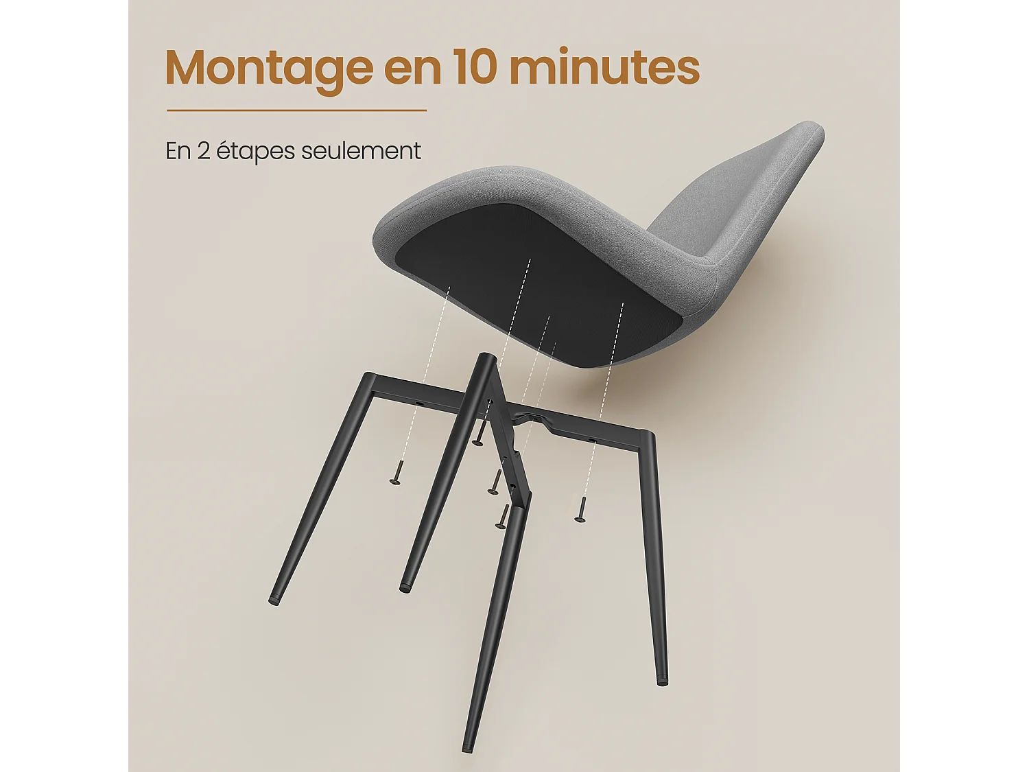 Lot de 4 Chaises Salle à Manger HavenlyHome, Ergonomique, pour Salon, Chambre à Coucher, Noir