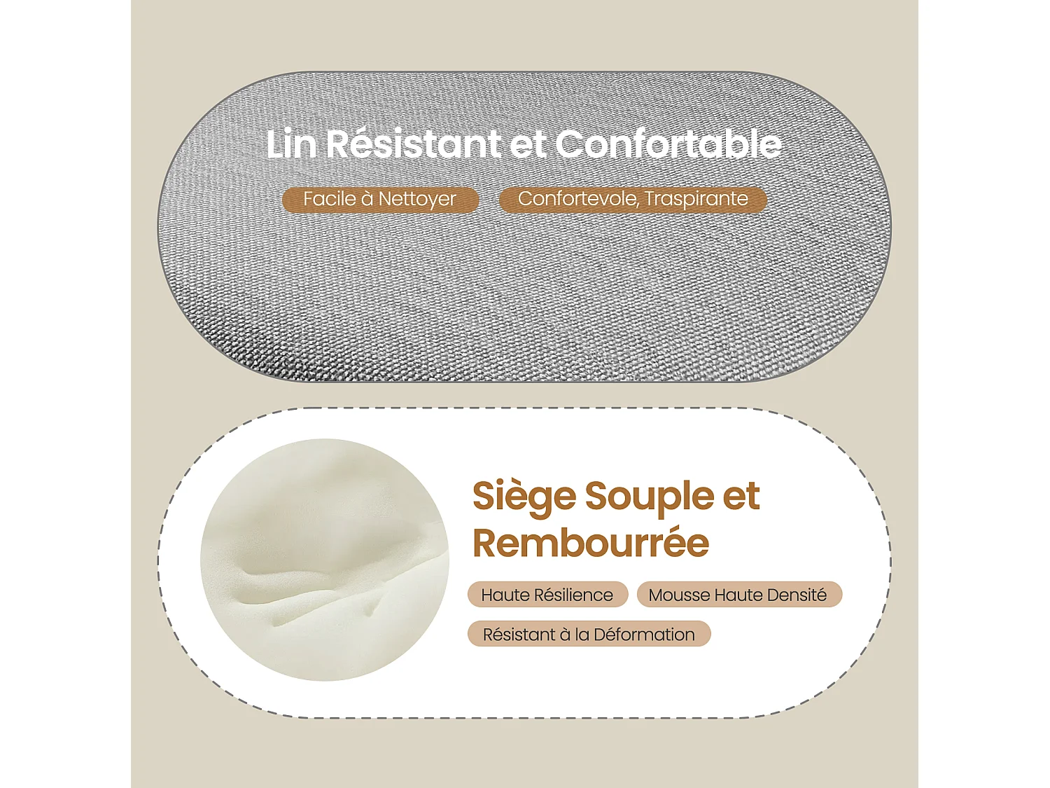Lot de 4 Chaises Salle à Manger HavenlyHome, Ergonomique, pour Salon, Chambre à Coucher, Gris