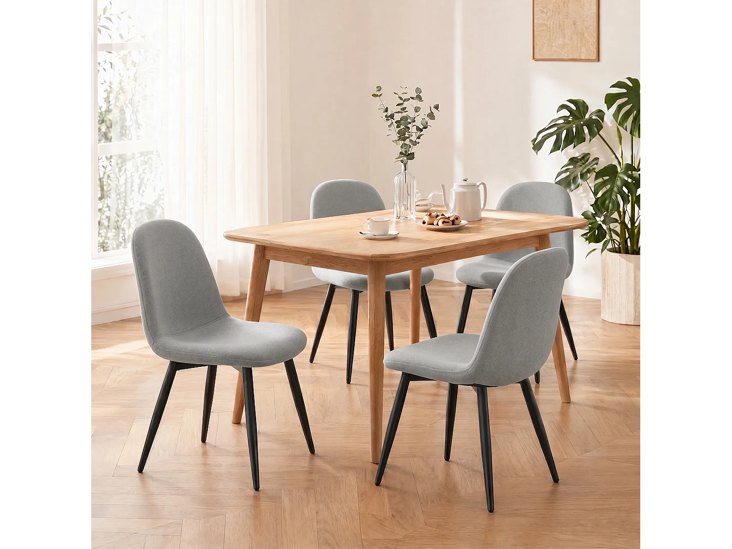 Lot de 4 Chaises Salle à Manger HavenlyHome, Ergonomique, pour Salon, Chambre à Coucher, Gris