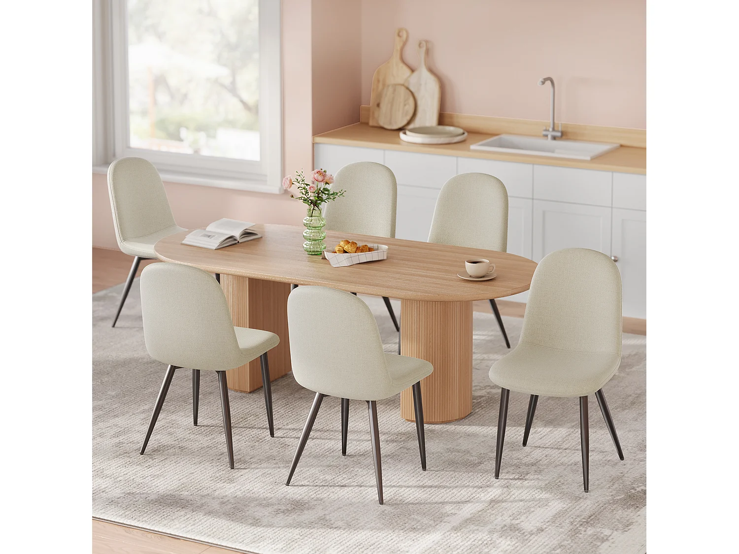Lot de 6 Chaises Salle à Manger HavenlyHome, Ergonomique, pour Salon, Chambre à Coucher, Noir