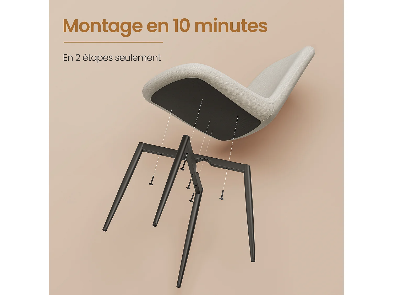 Lot de 6 Chaises Salle à Manger HavenlyHome, Ergonomique, pour Salon, Chambre à Coucher, Noir