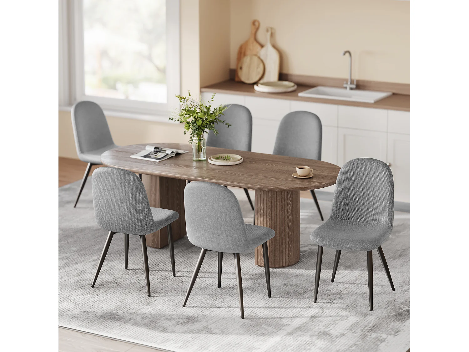 Lot de 6 Chaises Salle à Manger HavenlyHome, Ergonomique, pour Salon, Chambre à Coucher, Noir