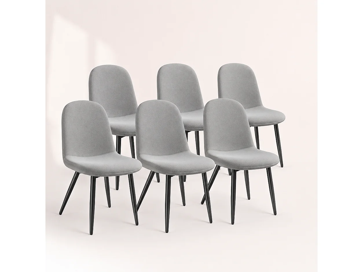 Lot de 6 Chaises Salle à Manger HavenlyHome, Ergonomique, pour Salon, Chambre à Coucher, Gris
