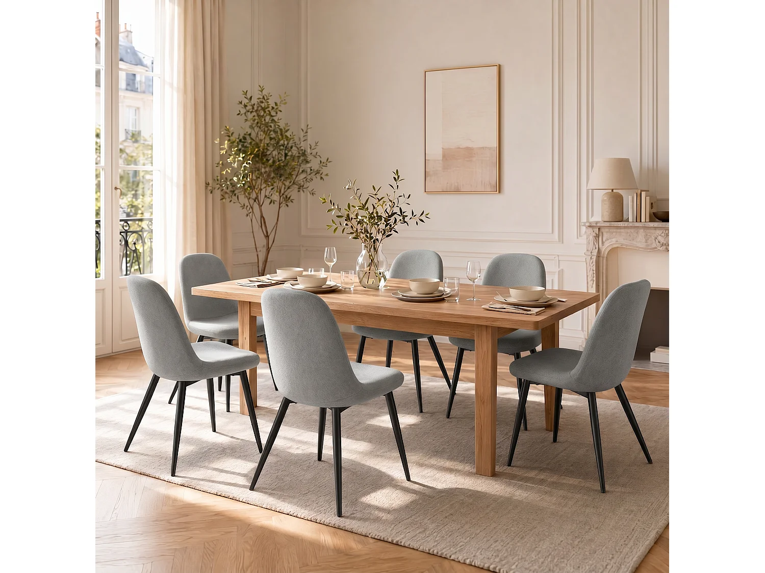 Lot de 6 Chaises Salle à Manger HavenlyHome, Ergonomique, pour Salon, Chambre à Coucher, Gris