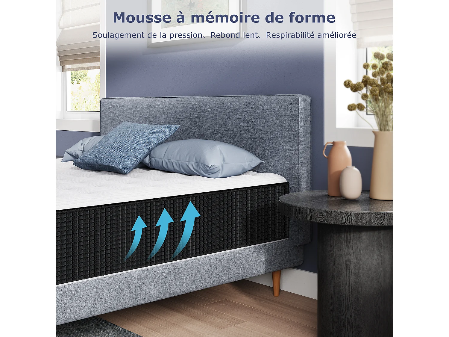 Matelas 140x190 cm INRE,30 cm - Mémoire de Forme,Réversible,7 Zones Ergonomiques,Tissu Écologique et Respirant,Confort Optimal