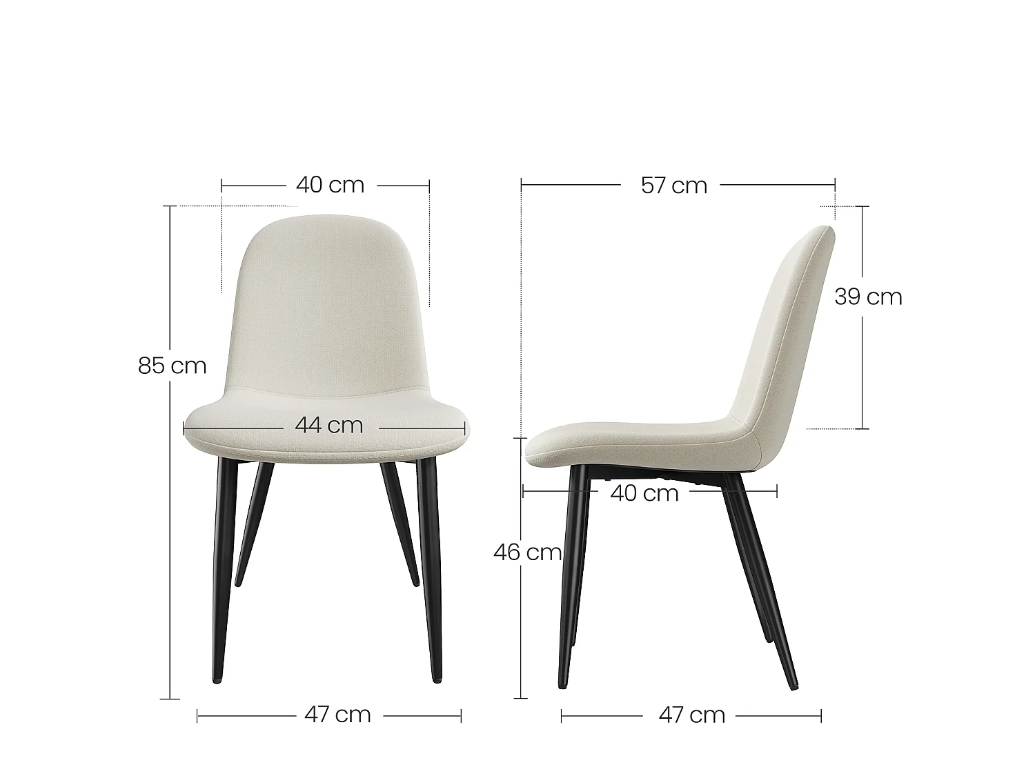 Lot de 4 Chaises Salle à Manger HavenlyHome, Ergonomique, pour Salon, Chambre à Coucher, Noir