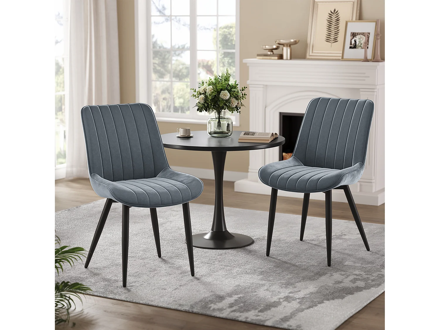Lot de 2 Chaises Salle à Manger HavenlyHome, Ergonomique, pour Salon, Chambre à Coucher, Noir