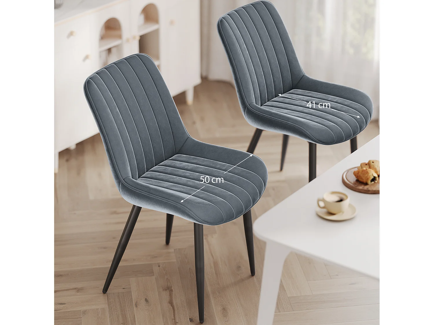 Lot de 2 Chaises Salle à Manger HavenlyHome, Ergonomique, pour Salon, Chambre à Coucher, Noir