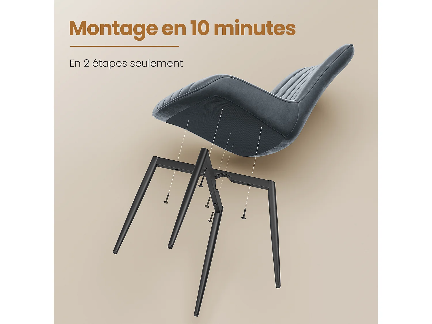 Lot de 2 Chaises Salle à Manger HavenlyHome, Ergonomique, pour Salon, Chambre à Coucher, Noir