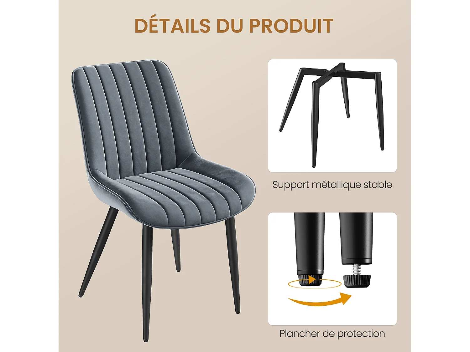Lot de 2 Chaises Salle à Manger HavenlyHome, Ergonomique, pour Salon, Chambre à Coucher, Noir