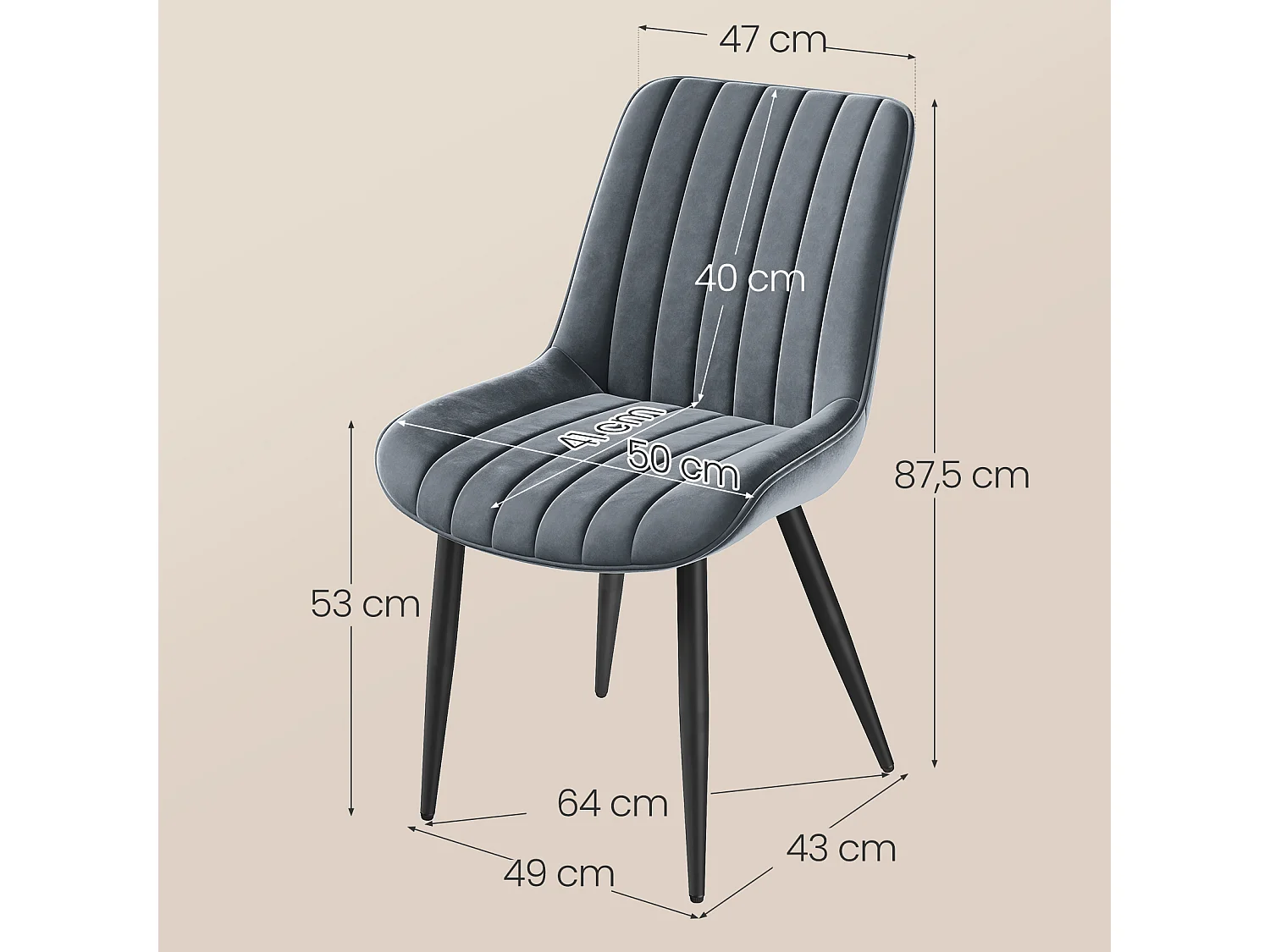 Lot de 2 Chaises Salle à Manger HavenlyHome, Ergonomique, pour Salon, Chambre à Coucher, Noir