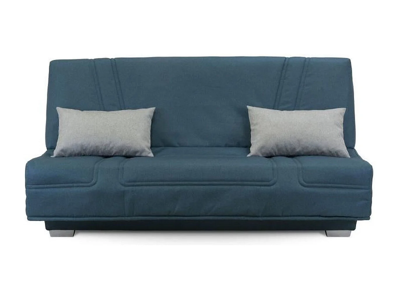 Schlafsofa 3-Sitzer GRUHIER BELYNDA blaues Stoff, Bultex-Matratze 130x190 cm, Stauraum, modernes Design