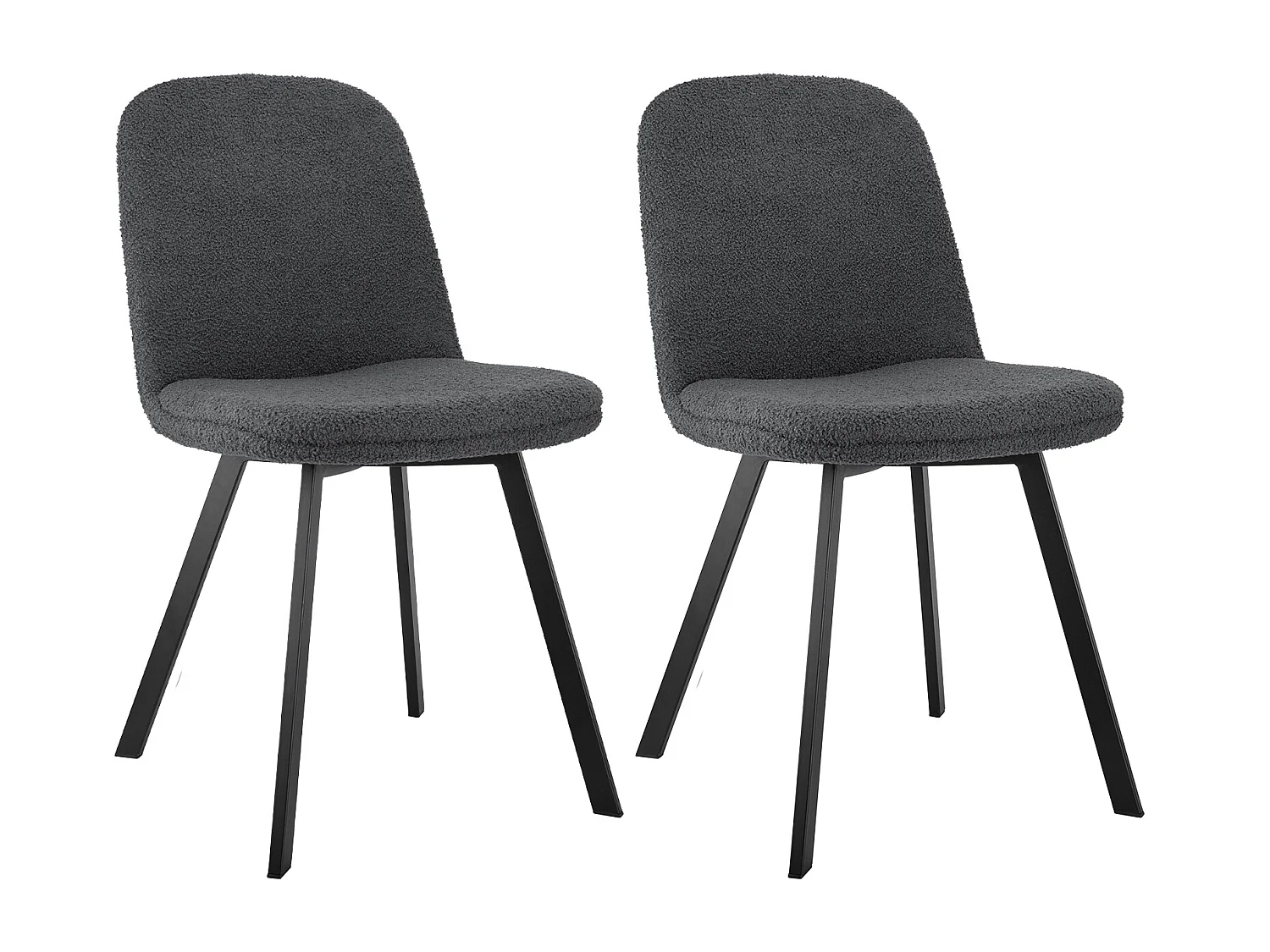 Chaise de salle à manger  - en teddy-fleece avec structure métallique - gris foncé