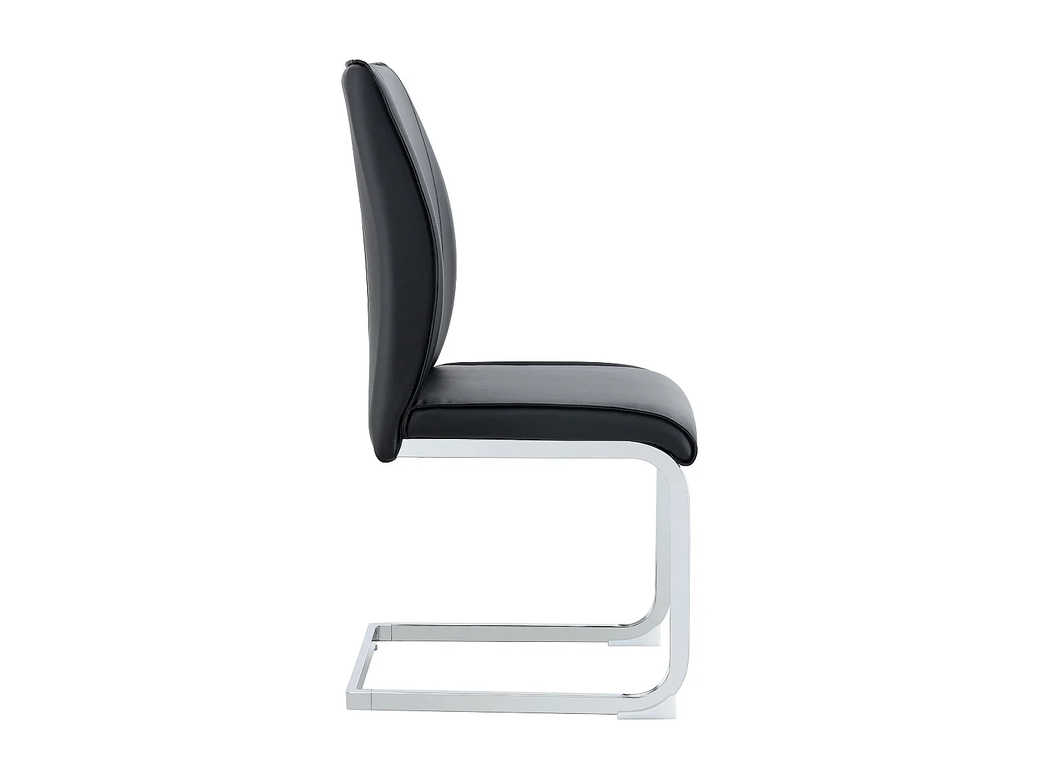 Lot de 4 chaises de salle à manger - avec pieds métalliques argentés - pu noir