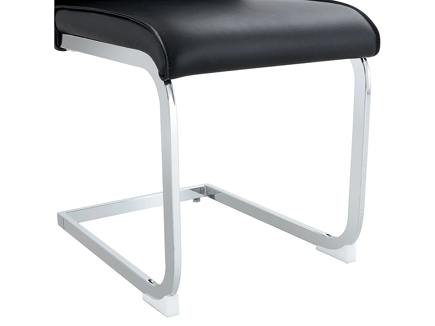 Lot de 4 chaises de salle à manger - avec pieds métalliques argentés - pu noir