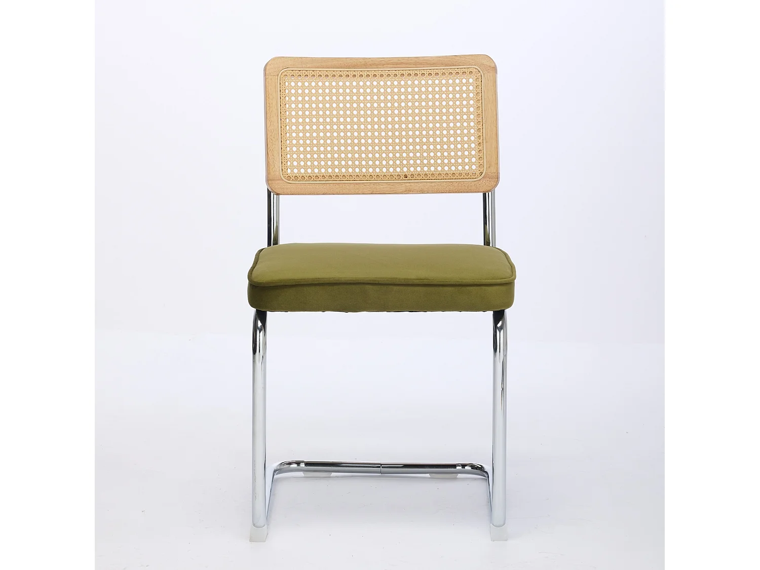 Set van 2 eetkamerstoelen - zwevend ontwerp in fluweel met rugleuning - groen metaal