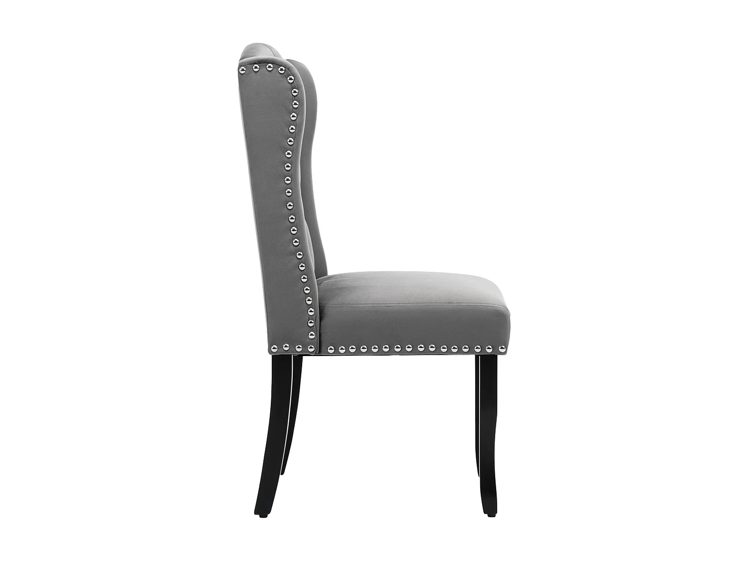 Lot de 4 chaises de salle à manger - dossier incurvé et pieds en chêne - velours gris