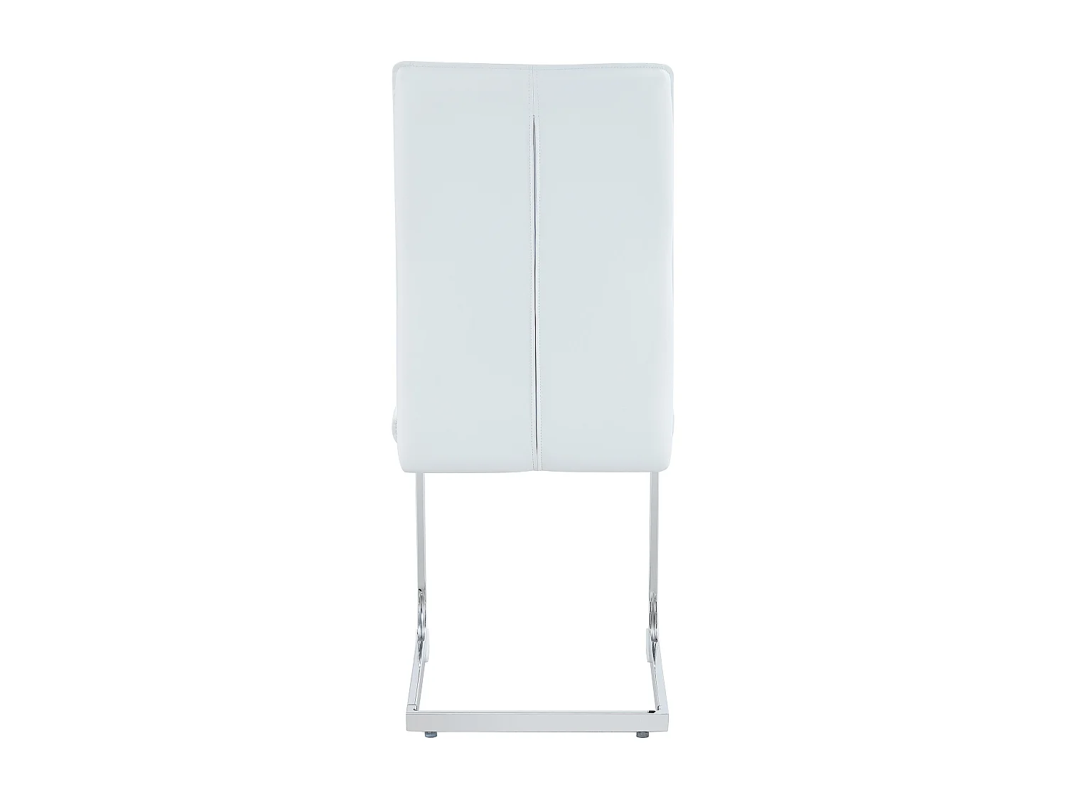 Chaise de salle à manger - avec pieds métalliques argentés, design européen- pu blanc