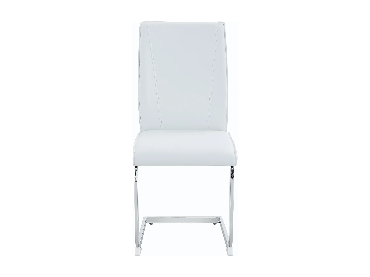 Chaise de salle à manger - avec pieds métalliques argentés, design européen- pu blanc