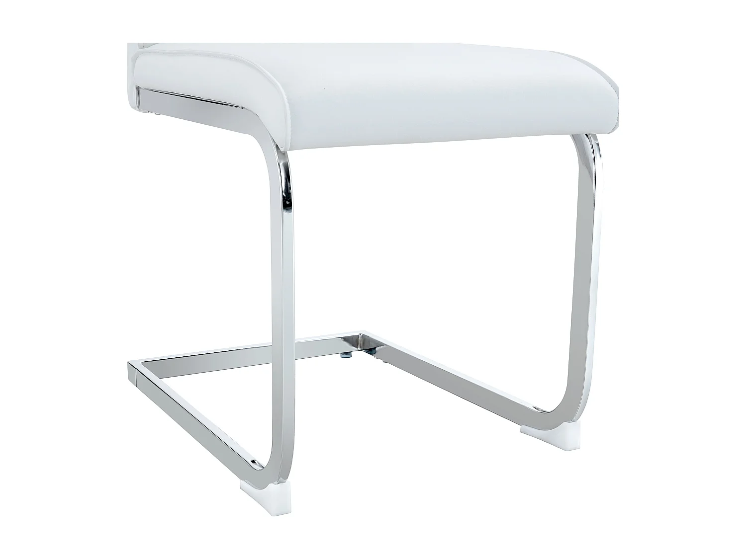 Chaise de salle à manger - avec pieds métalliques argentés, design européen- pu blanc