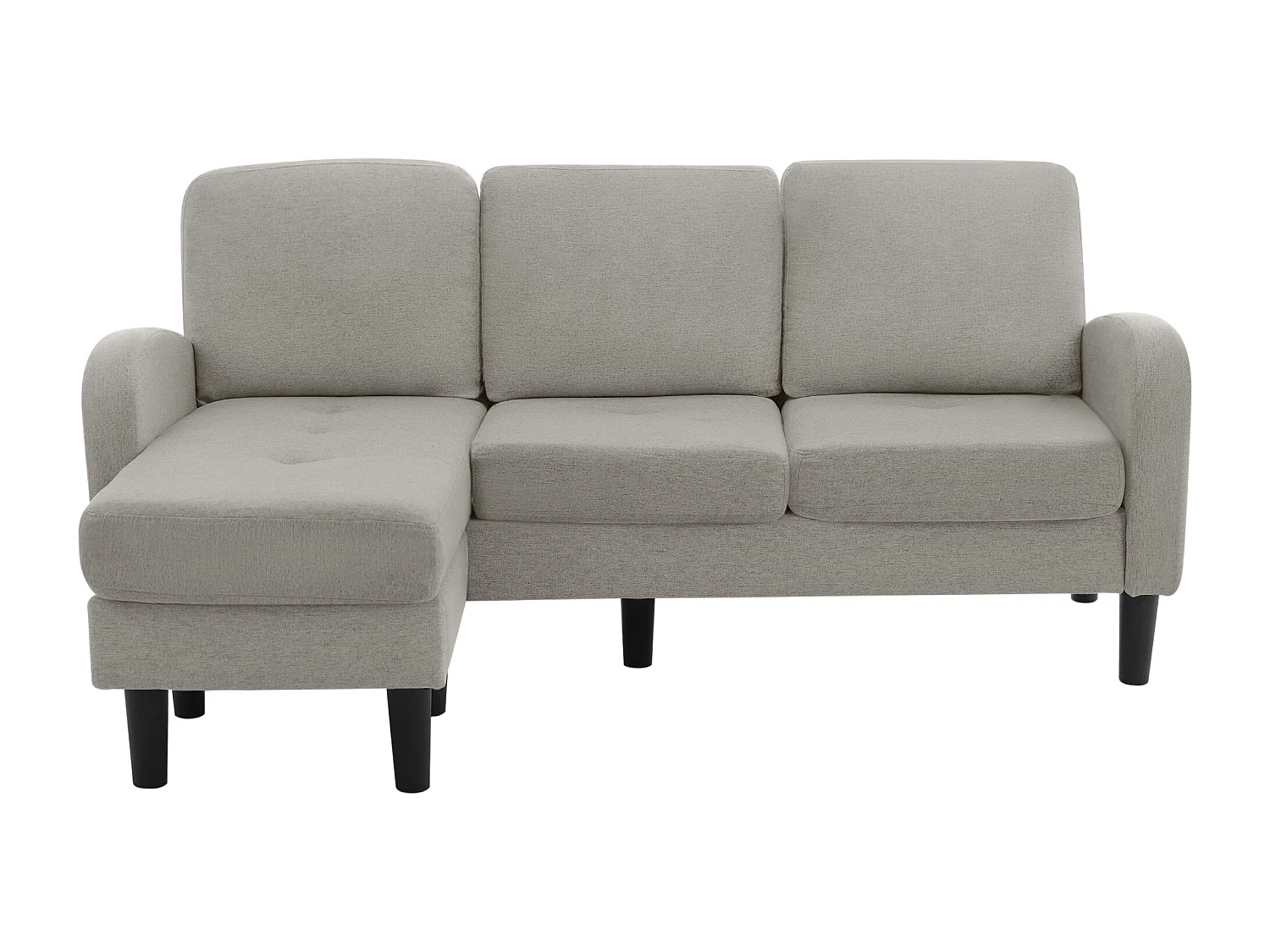 Canapé 3 places avec méridienne – Canapé d'angle avec poches latérales – tissu coton-lin gris