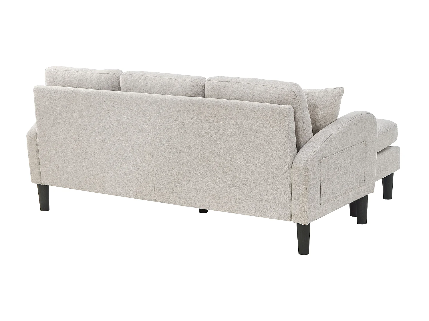 Canapé 3 places avec méridienne – Canapé d'angle avec poches latérales – tissu coton-lin beige