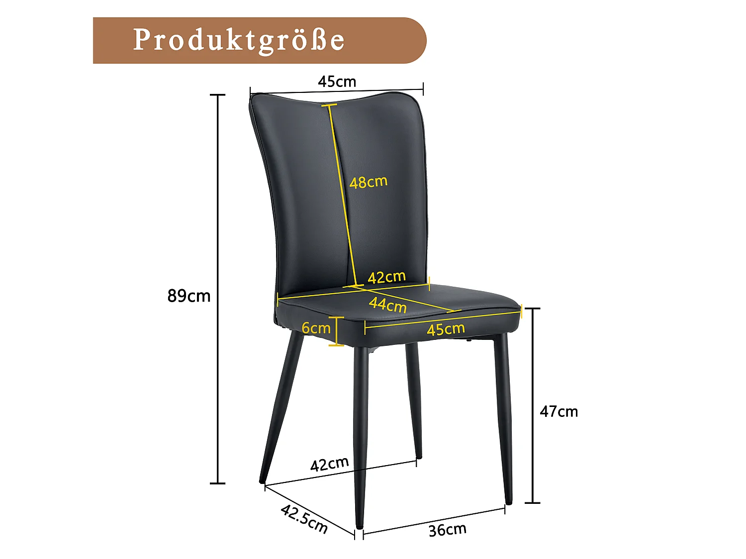 Set di 2 sedie da pranzo - con seduta in similpelle e gambe in metallo nero