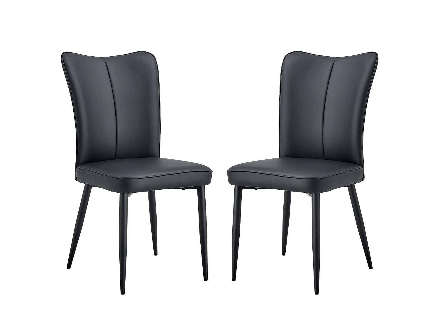 Set di 2 sedie da pranzo - con seduta in similpelle e gambe in metallo nero