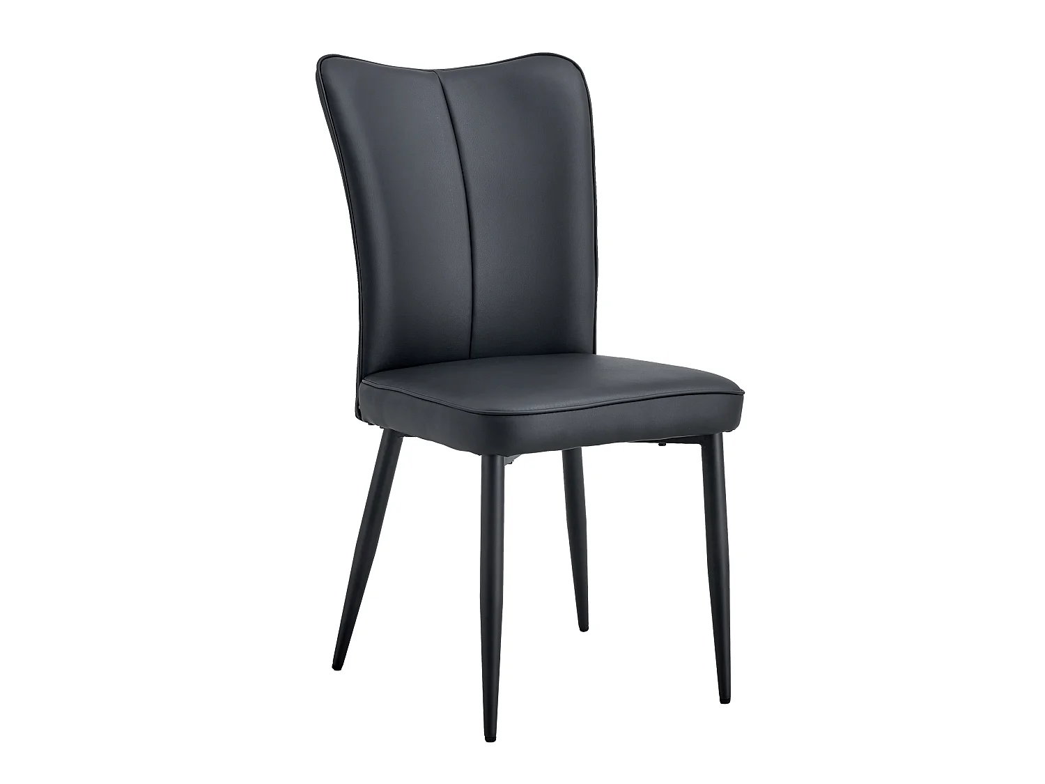 Set di 2 sedie da pranzo - con seduta in similpelle e gambe in metallo nero