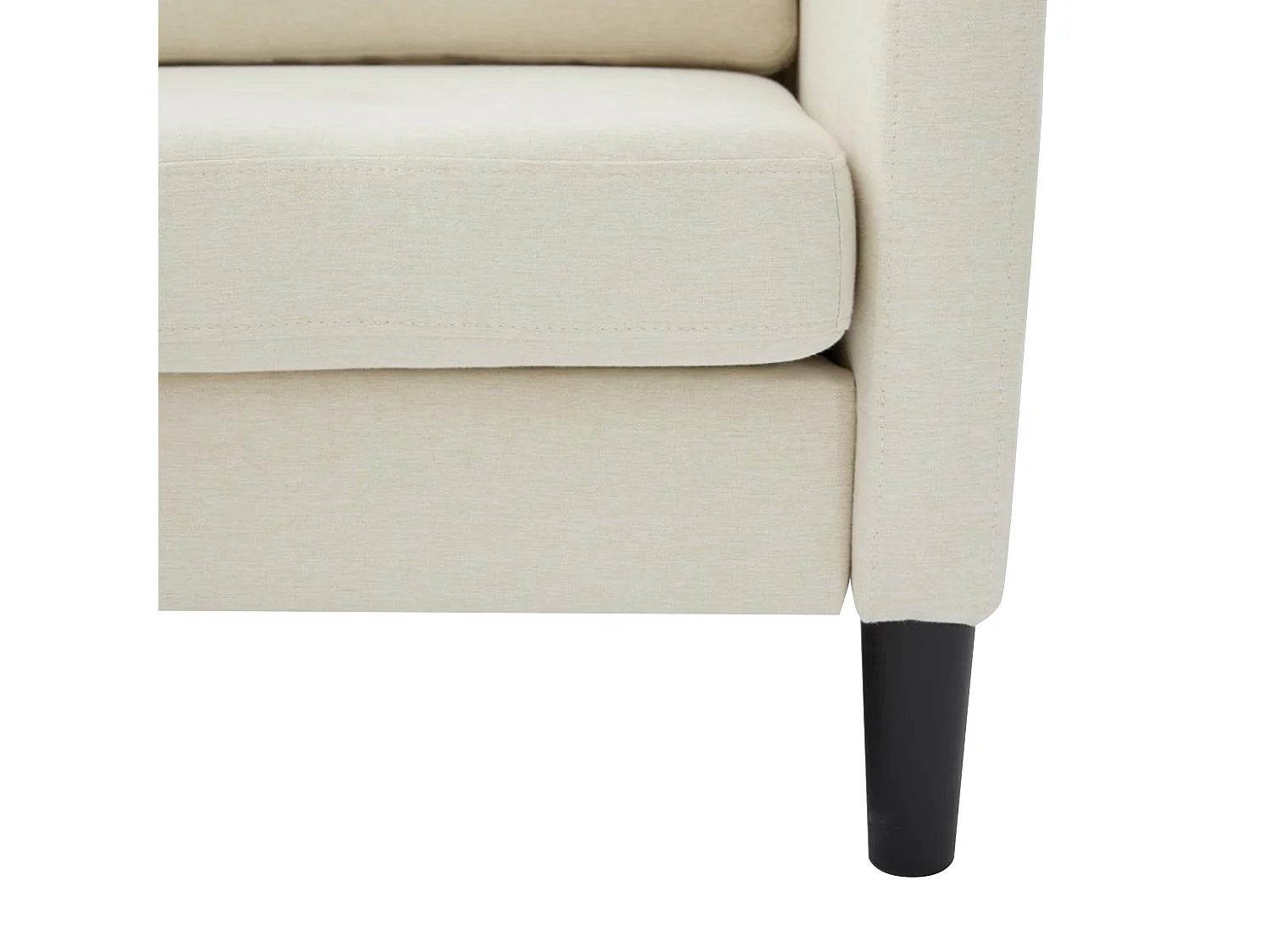 Canapé 3 places avec méridienne – Canapé d'angle avec poches latérales – tissu coton-lin beige clair