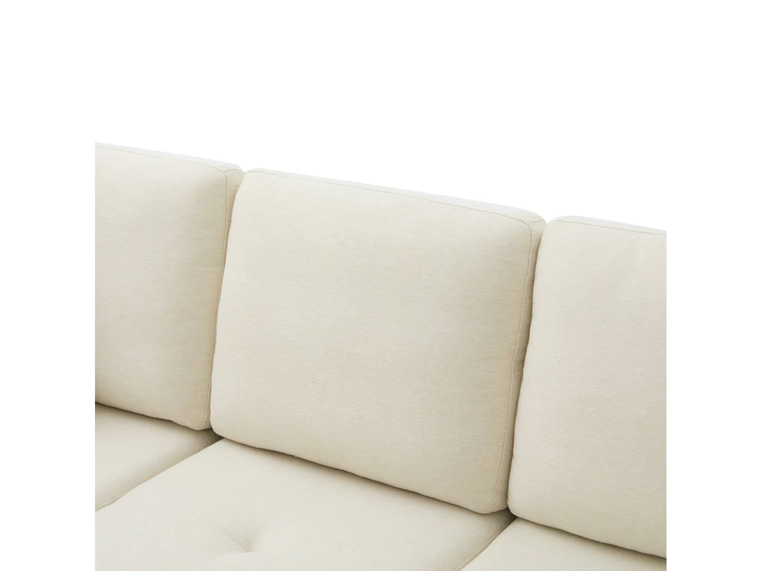 Canapé 3 places avec méridienne – Canapé d'angle avec poches latérales – tissu coton-lin beige clair