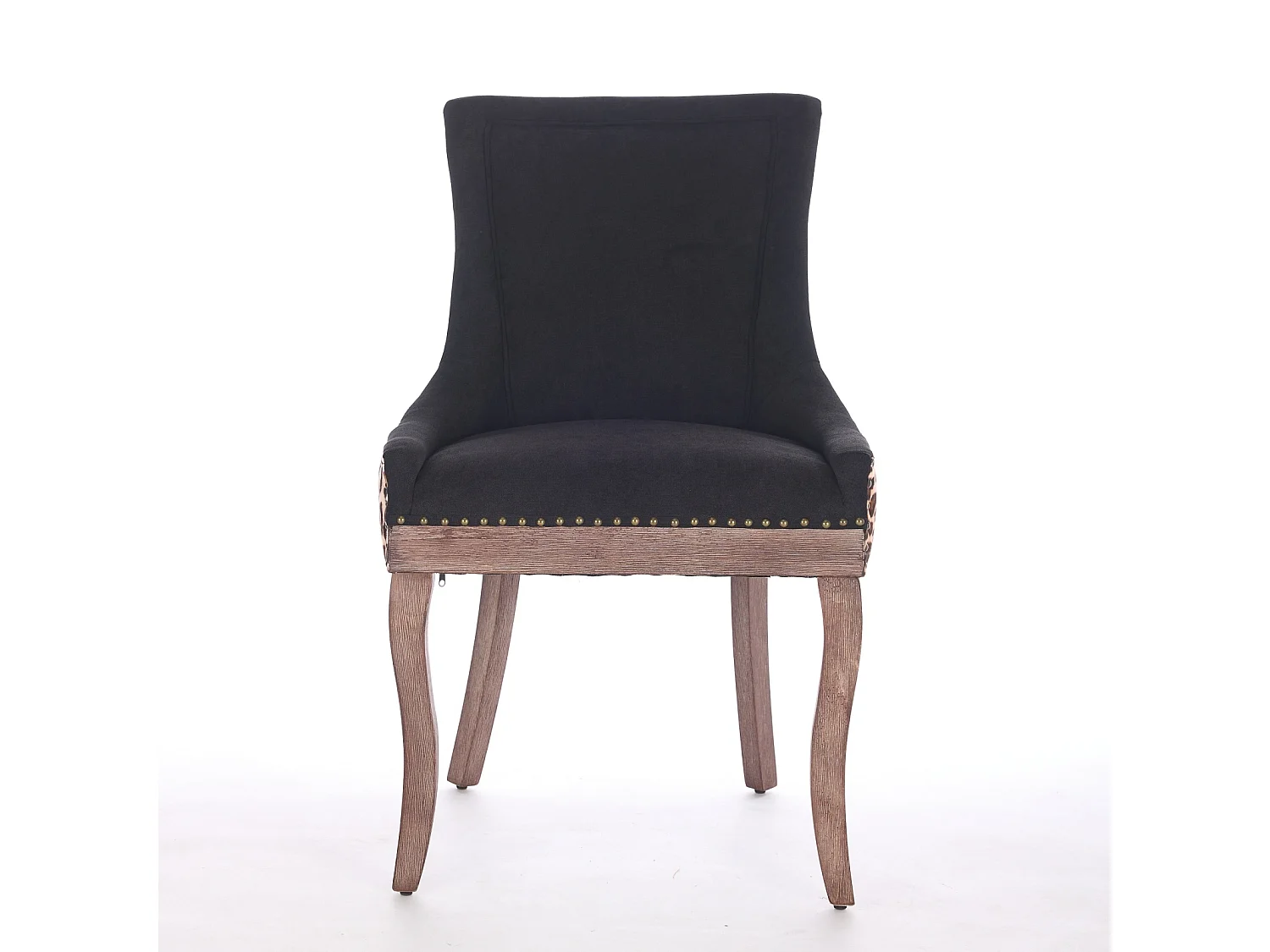 Lot de 2 chaises de salle à manger - pieds en bois massif avec rivets bronze, léopard - chenille