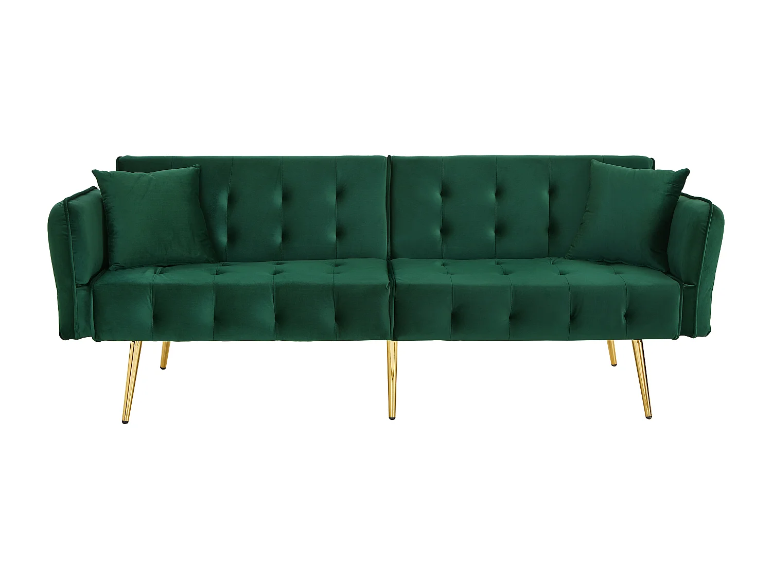 Canapé 2 places pliant - Canapé droit avec dossier et accoudoirs réglables - velours vert