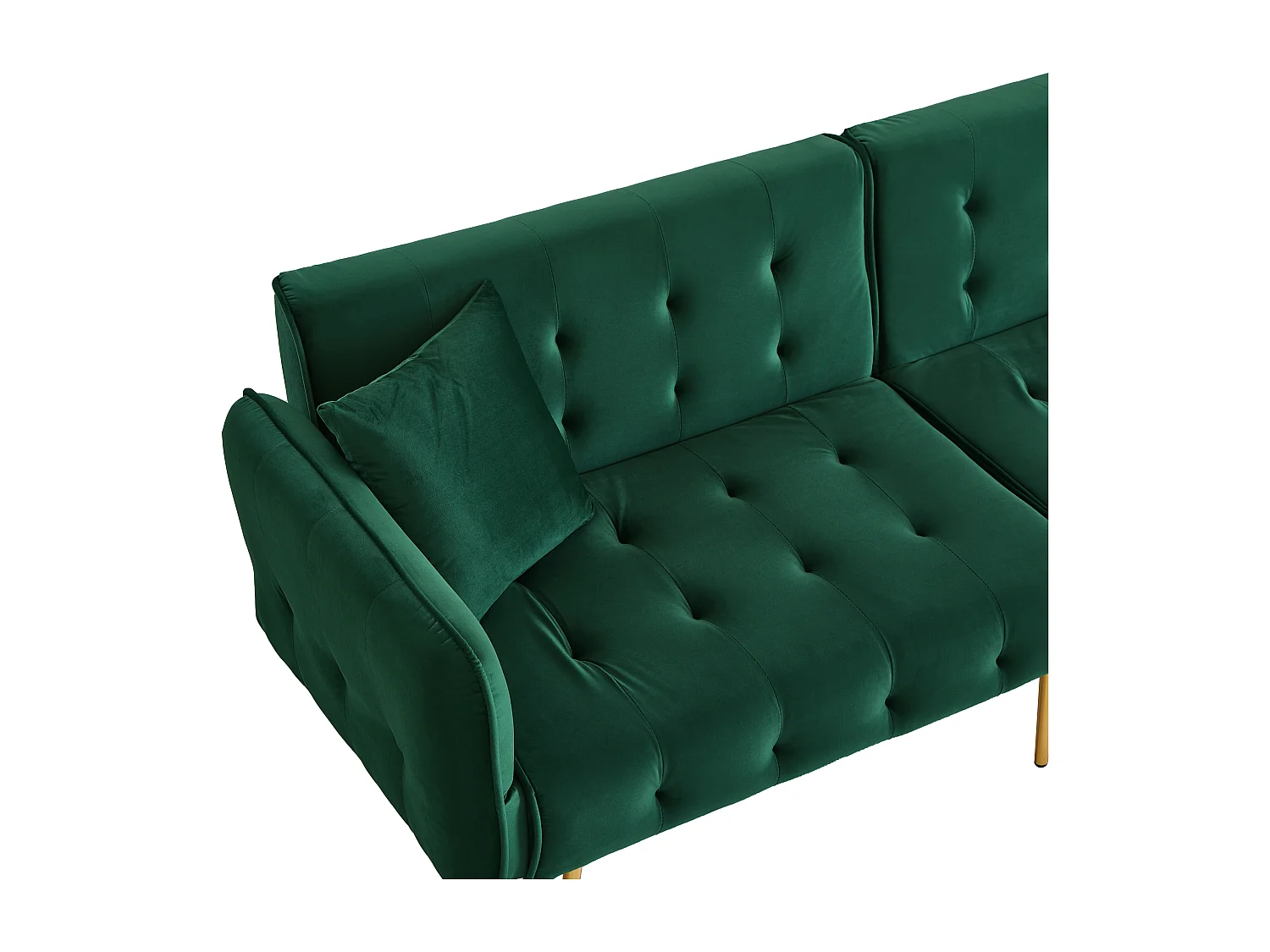 Canapé 2 places pliant - Canapé droit avec dossier et accoudoirs réglables - velours vert