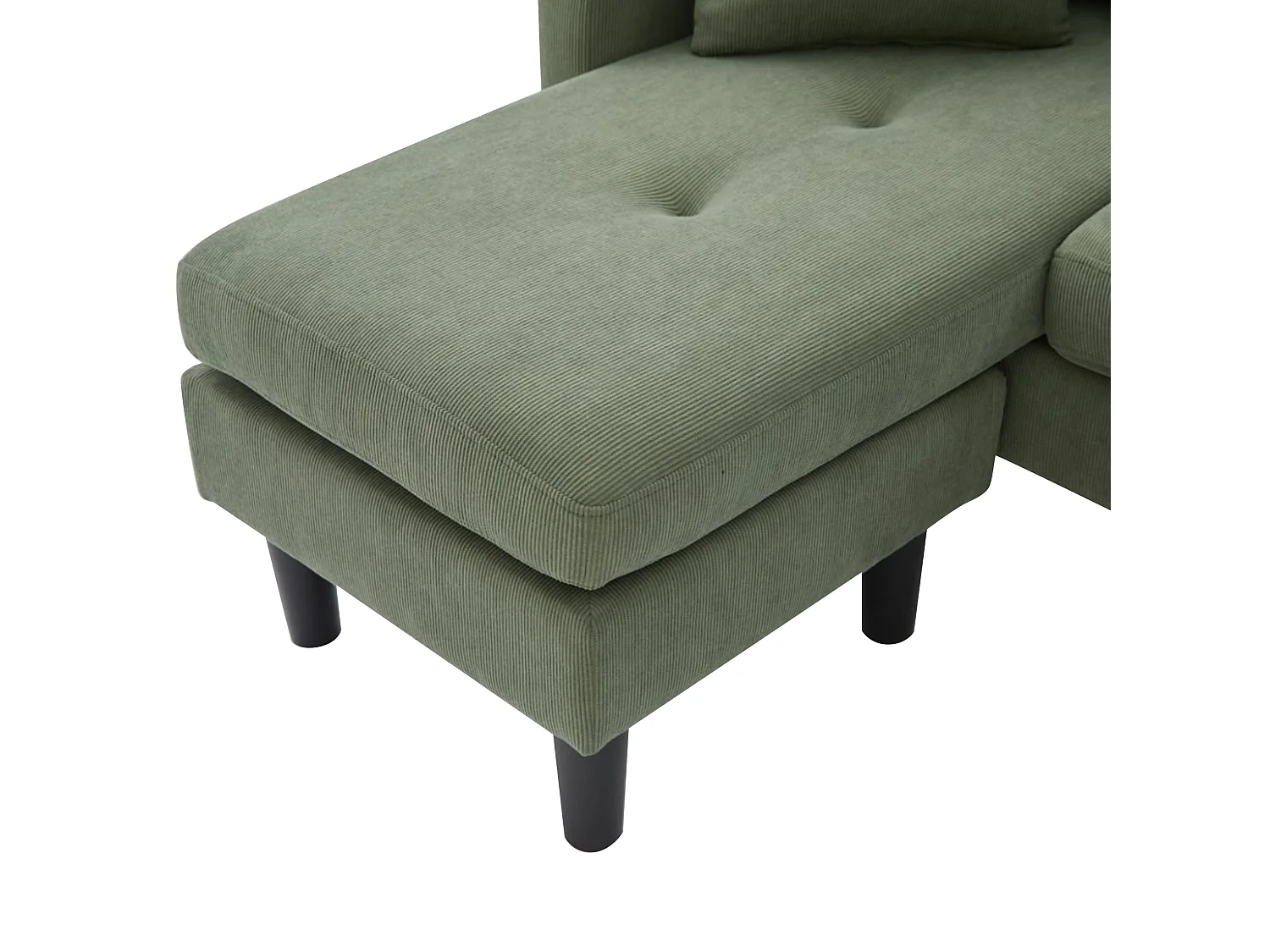 Canapé 3 places avec méridienne – Canapé d'angle avec poches latérales – tissu coton-lin vert