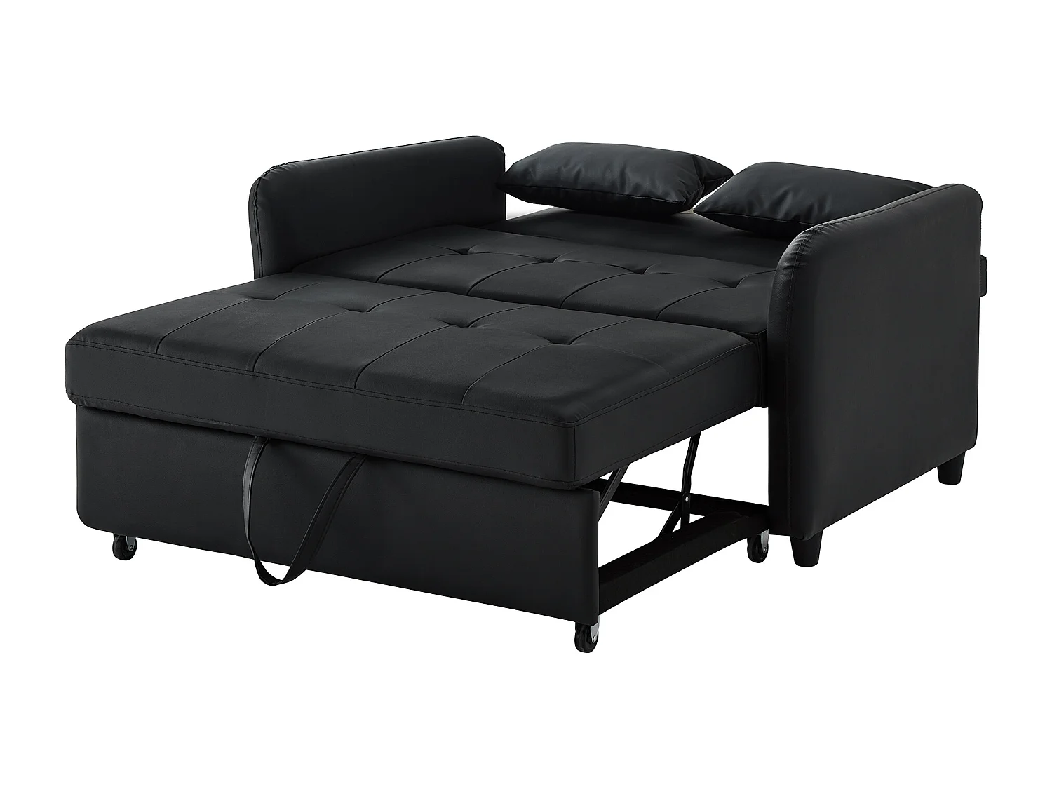 2-zitsbank - Bank met in drie standen verstelbare rugleuning en slaapfunctie - Zwart PU