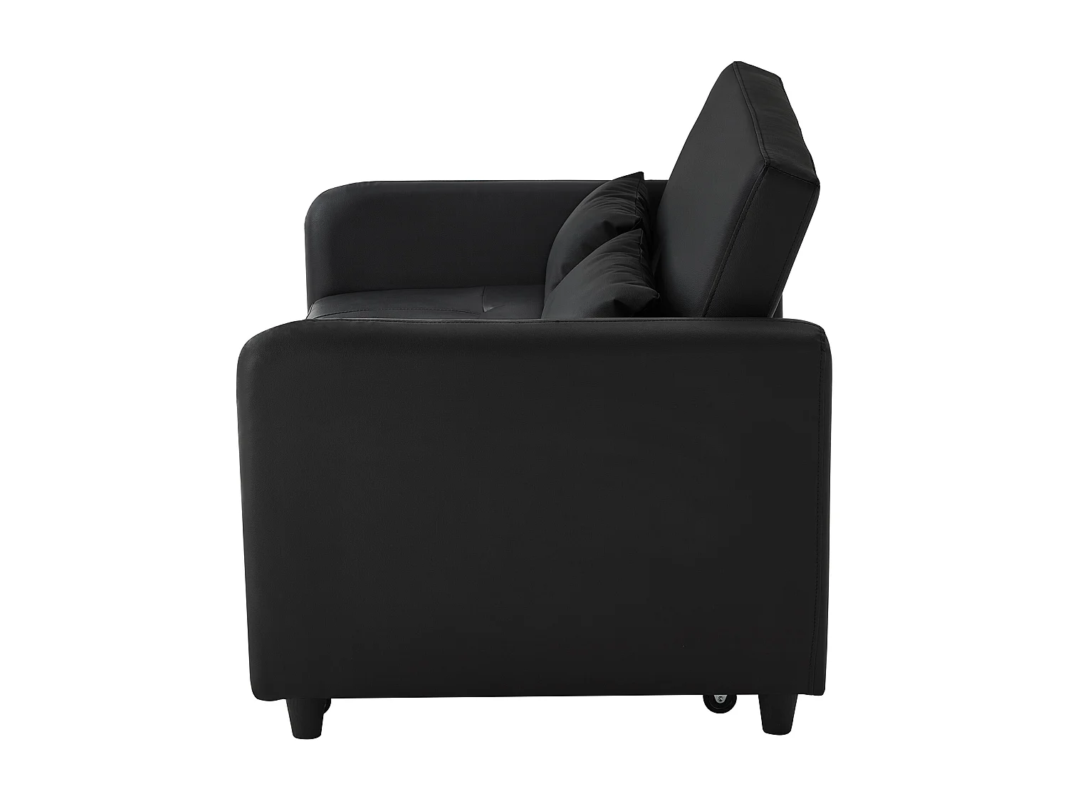 2-zitsbank - Bank met in drie standen verstelbare rugleuning en slaapfunctie - Zwart PU