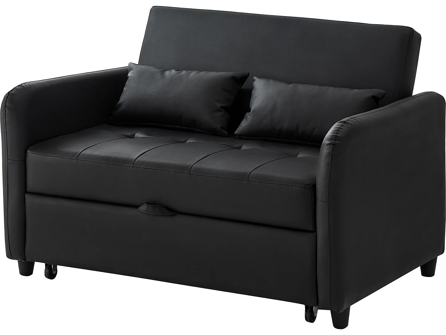 2-zitsbank - Bank met in drie standen verstelbare rugleuning en slaapfunctie - Zwart PU