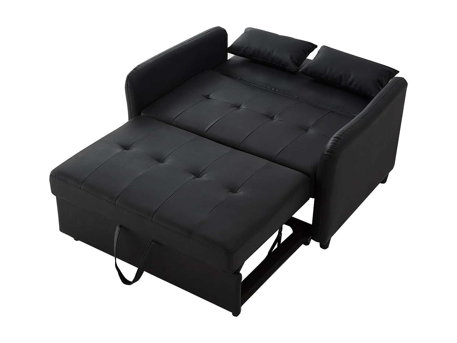 2-zitsbank - Bank met in drie standen verstelbare rugleuning en slaapfunctie - Zwart PU