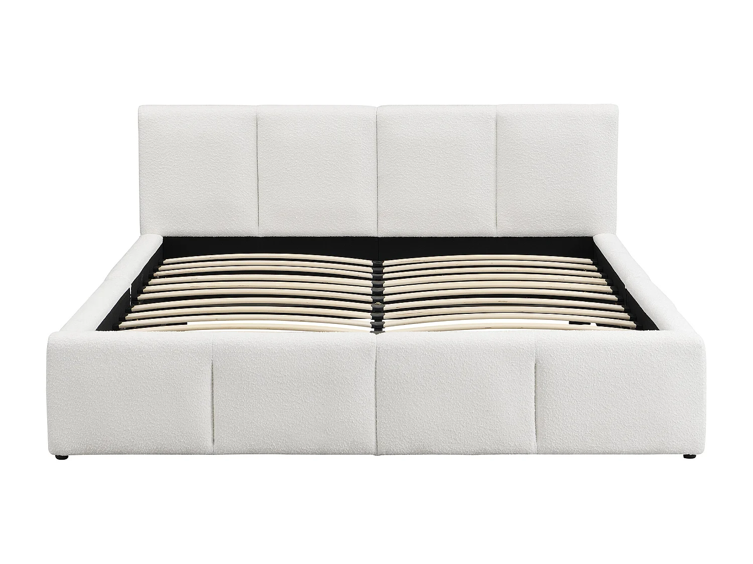 Cama para adulto de 180 x 200 cm - con cabecero, elevación hidráulica, somier - beige - colchón no incluido