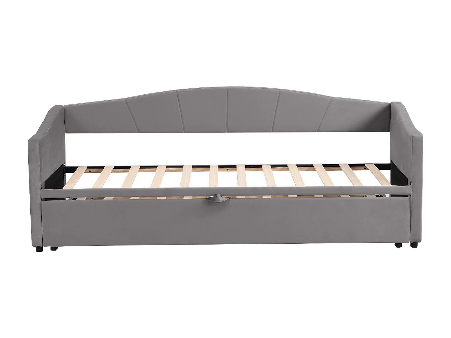 Łóżko dziecięce 90 x 200 cm - z dnem z listew - szary aksamit - bez materaca