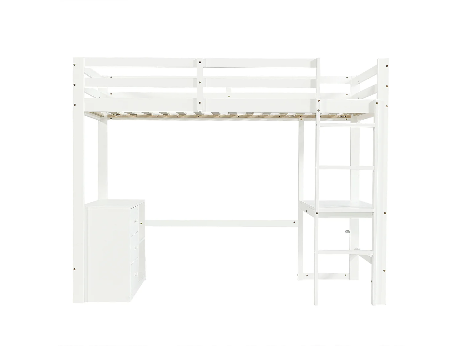 Letto a castello 90x200 cm - con scrivania, cassetto e ripiani - bianco - materasso non incluso