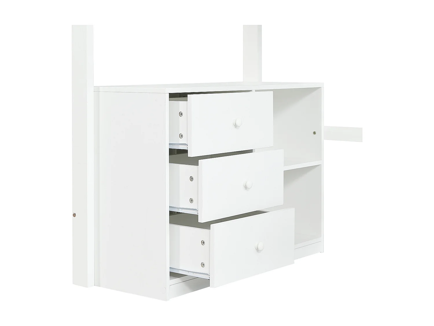 Letto a castello 90x200 cm - con scrivania, cassetto e ripiani - bianco - materasso non incluso