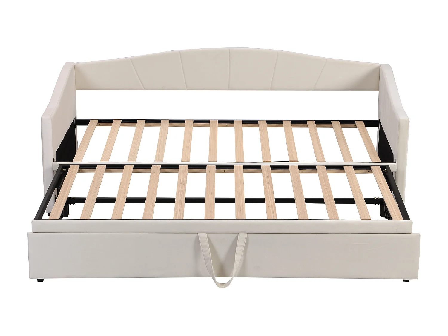 Łóżko dziecięce 90 x 200 cm - z dnem z listew - aksamit - beżowe - bez materaca