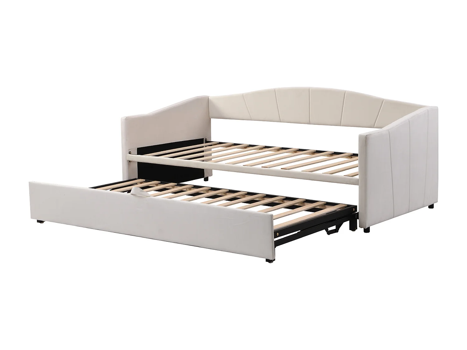 Łóżko dziecięce 90 x 200 cm - z dnem z listew - aksamit - beżowe - bez materaca