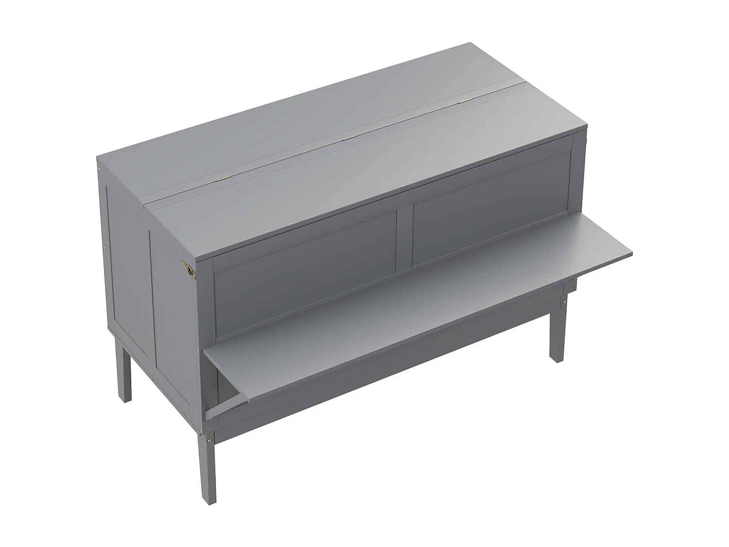 Lit escamotable 140x200 cm - lit pliant mural, lit vertical escamotable à lattes - gris