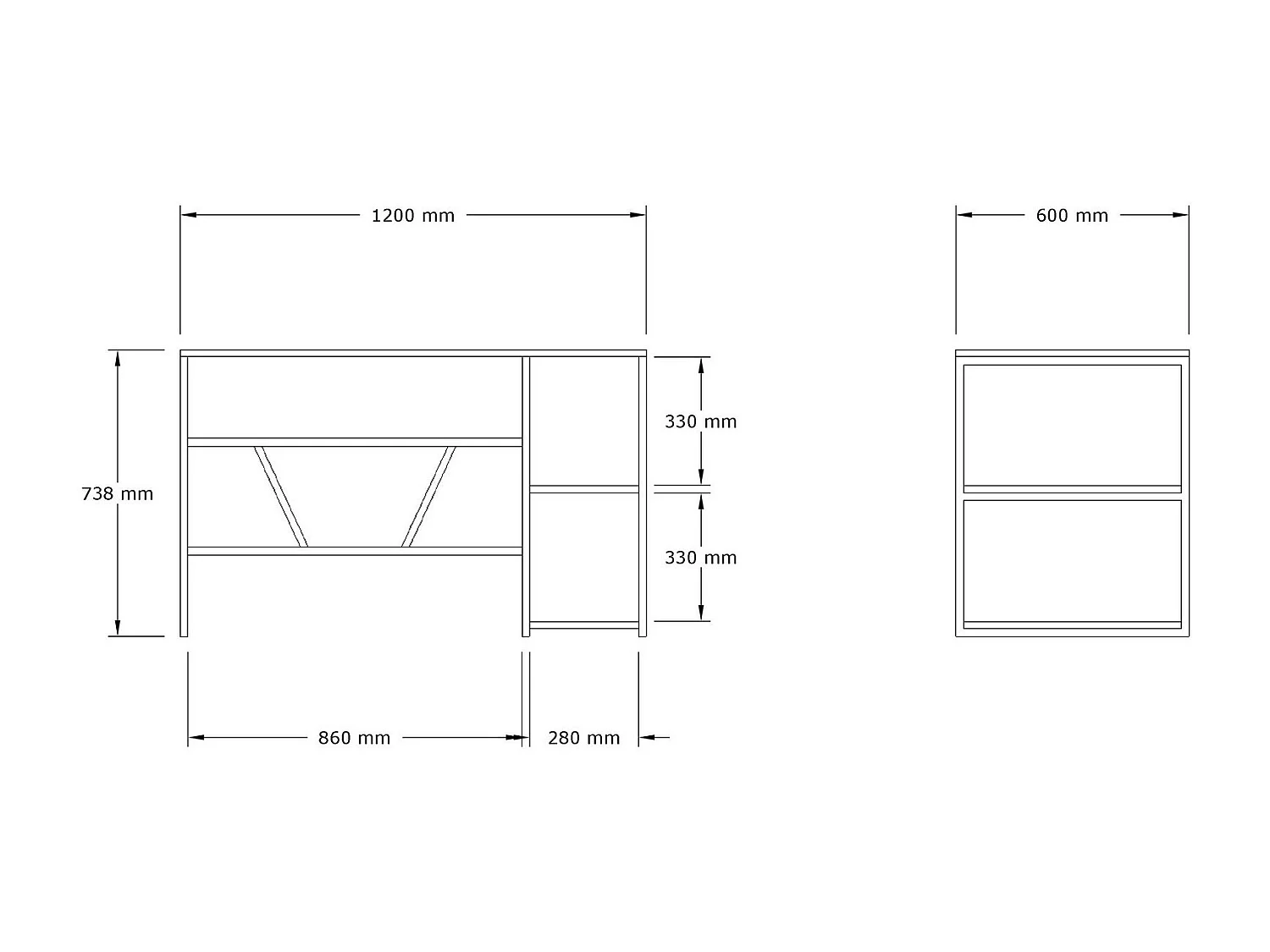 Bureau en bois "Caste" - 120 x 60 x 74 cm - Beige