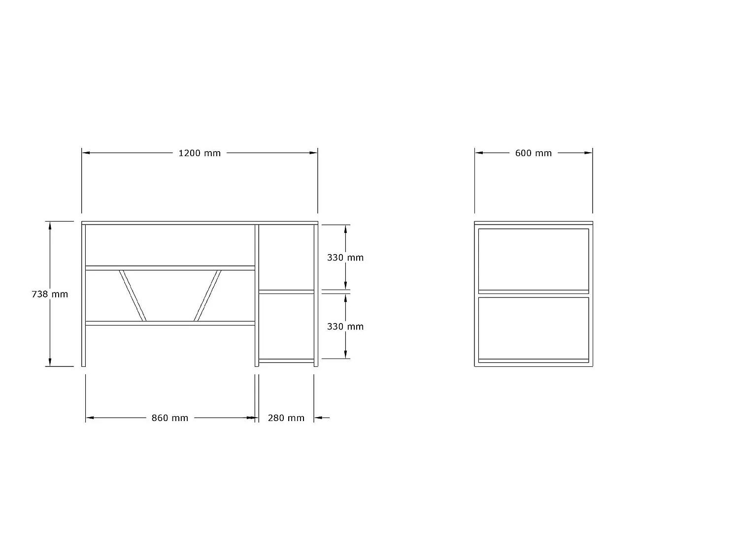 Elegant "Caste" Träskrivbord - Beige, 120 x 60 x 74 cm, 2 Hyllor