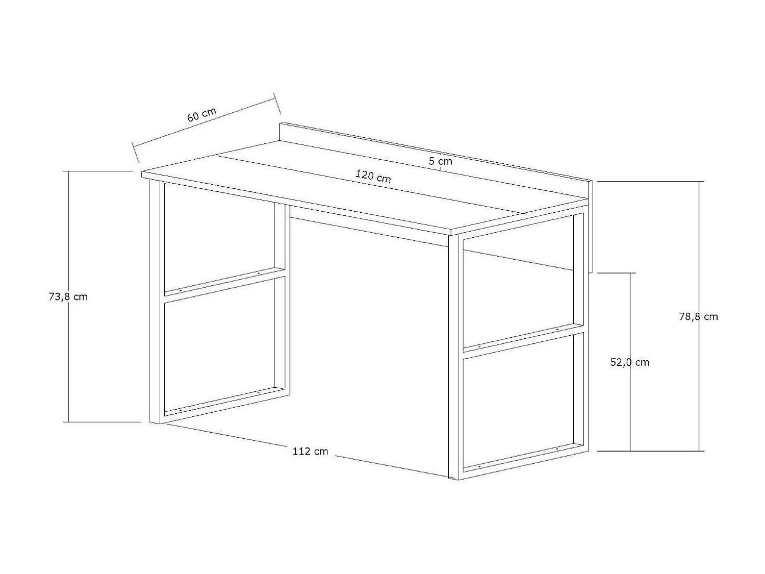 Bureau en bois "Rana" - 120 x 75 x 60 cm - Noyer, Noir